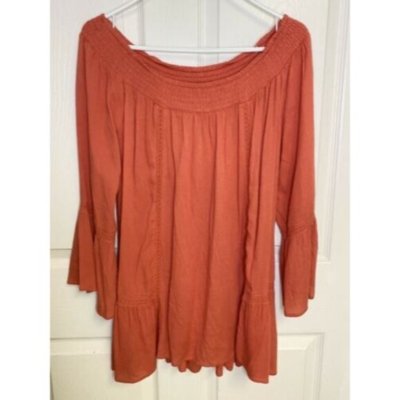 Blu Pepper Boho Bell Sleeve Flowy Coral Tunic Top Mini Dress Small Boho Hippie - Picture 1 of 6